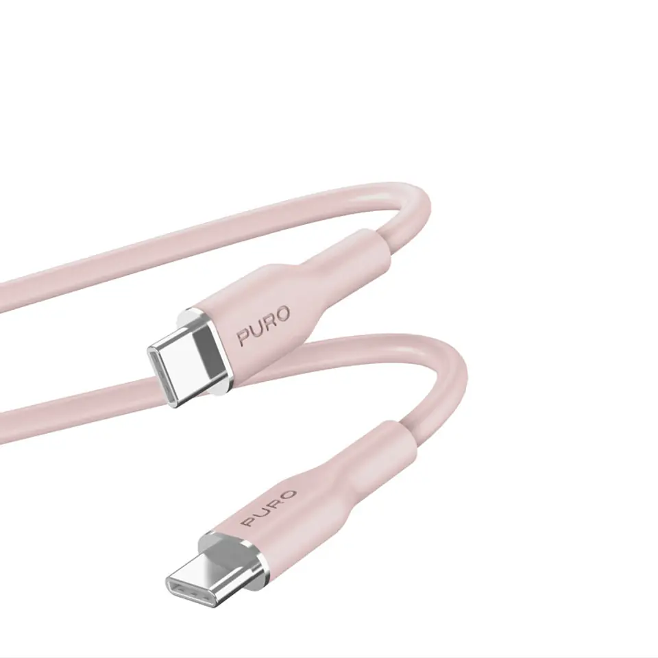 ⁨PURO ICON Soft Cable – Kabel USB-C do USB-C 1.5 m (Dusty Pink)⁩ w sklepie Wasserman.eu