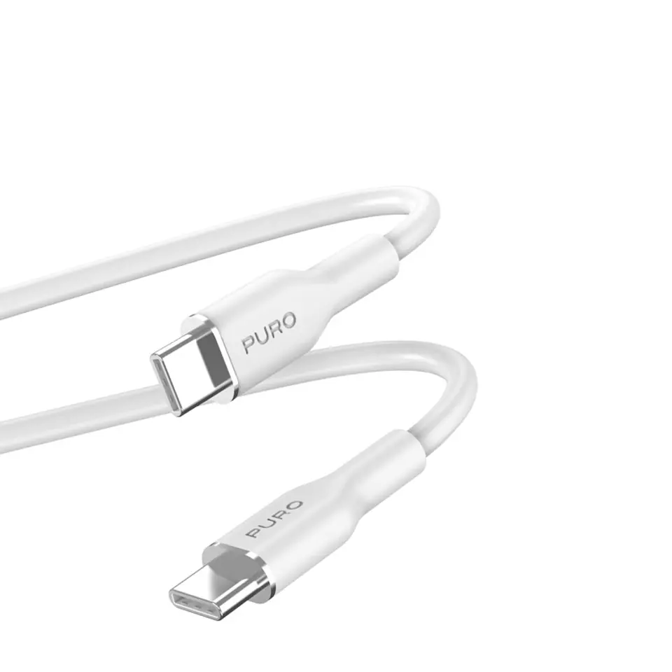 ⁨PURO ICON Soft Cable – Kabel USB-C do USB-C 1.5 m (White)⁩ w sklepie Wasserman.eu