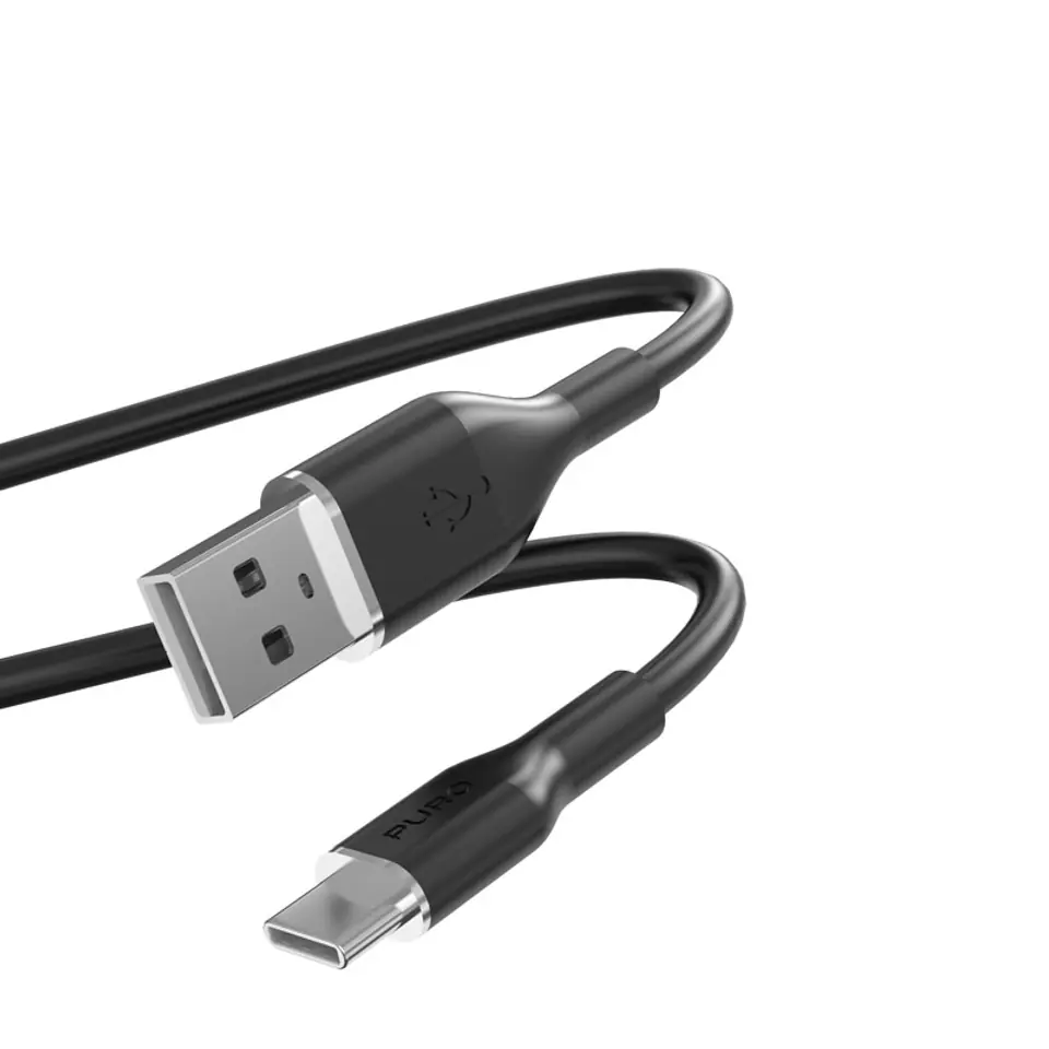 ⁨PURO ICON Soft Cable – Kabel USB-A do USB-C 1.5 m (Black)⁩ w sklepie Wasserman.eu