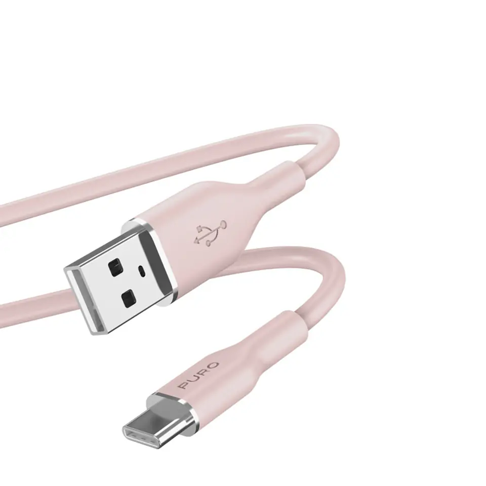 ⁨PURO ICON Soft Cable – Kabel USB-A do USB-C 1.5 m (Dusty Pink)⁩ w sklepie Wasserman.eu