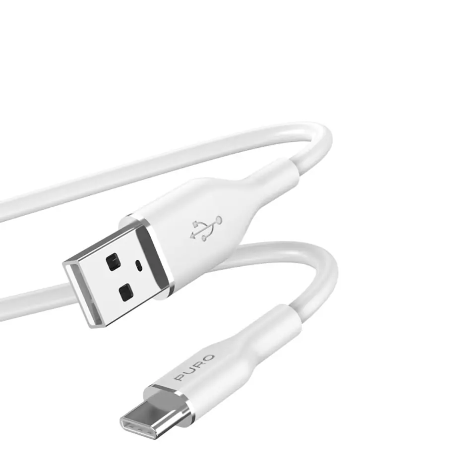 ⁨PURO ICON Soft Cable – Kabel USB-A do USB-C 1.5 m (White)⁩ w sklepie Wasserman.eu
