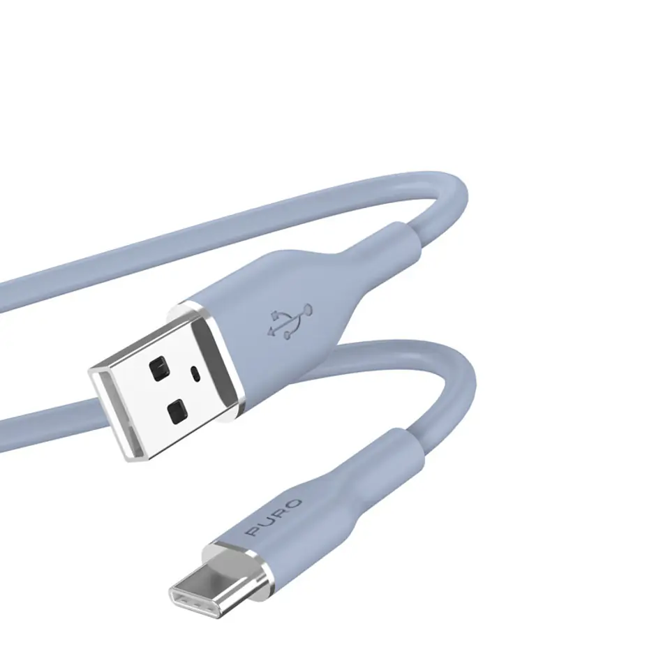 ⁨PURO ICON Soft Cable – Kabel USB-A do USB-C 1.5 m (Powder Blue)⁩ w sklepie Wasserman.eu