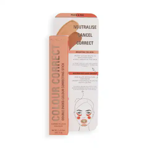 ⁨Makeup Revolution Colour Correct Stick Dwustronny Sztyft korygujący - czerwony/brzoskwiniowy 1szt⁩ w sklepie Wasserman.eu