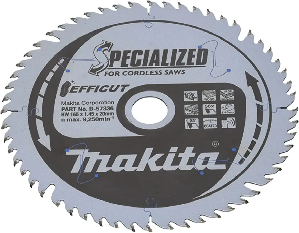 ⁨MAKITA CIRCULAR SAW BLADE 165x20x56Z EFFICUT MDF/LAMINATE/WOOD⁩ at Wasserman.eu