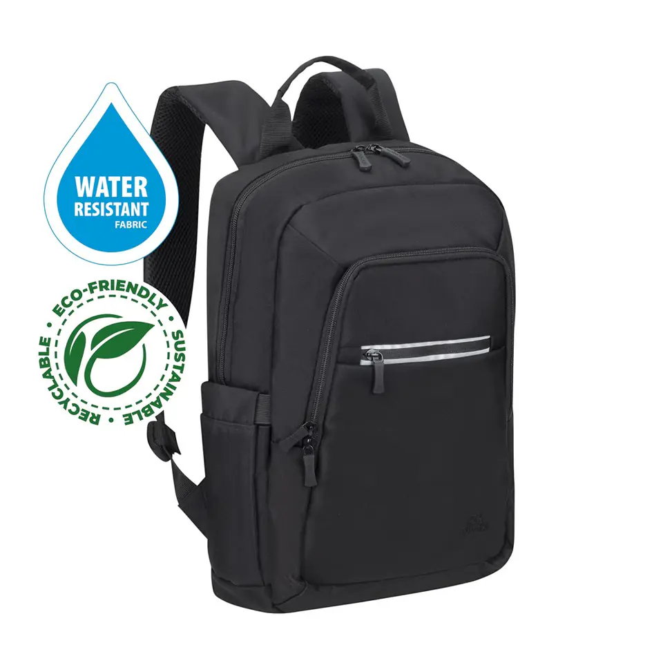 ⁨RIVACASE Alpendorf ECO 13.3"-14" laptop backpack, black, waterproof material, eco rPET, pockets for smartphone, documents, accessories, water bottle⁩ at Wasserman.eu
