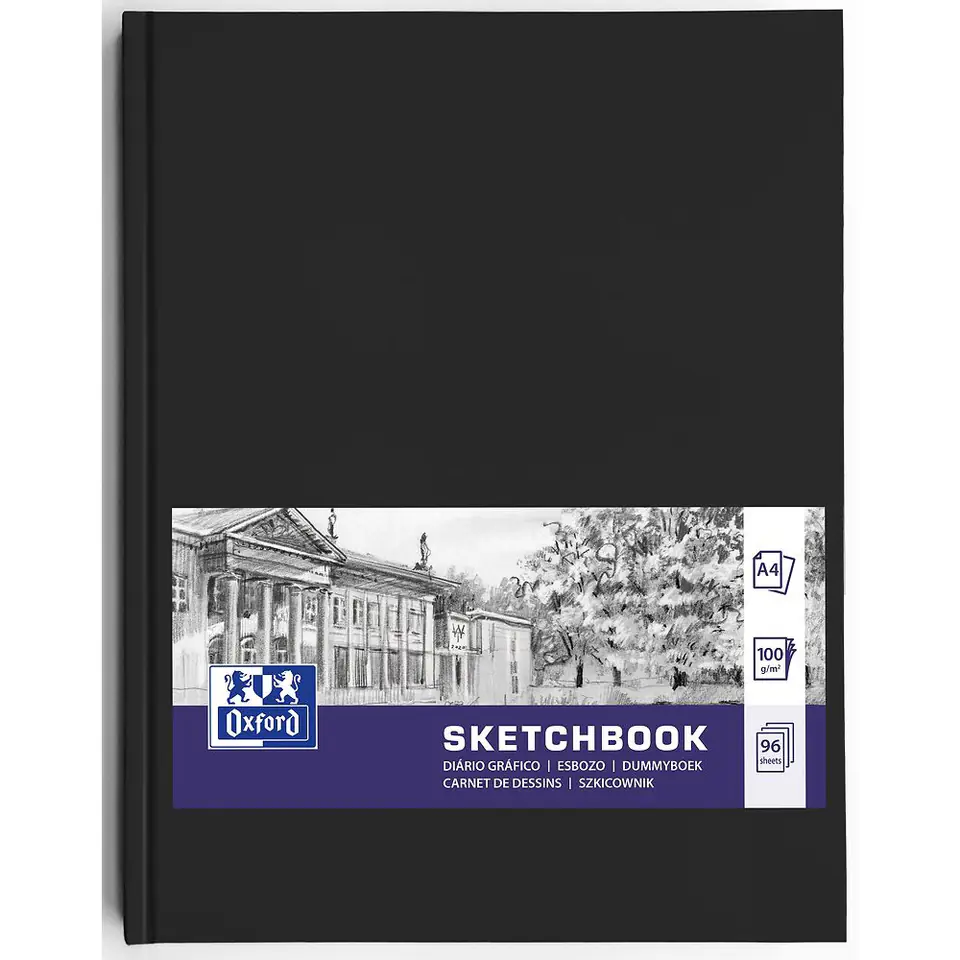 ⁨Szkicownik Sketchbook szyty A4 96k 100g czarny 400152623 OXFORD⁩ w sklepie Wasserman.eu