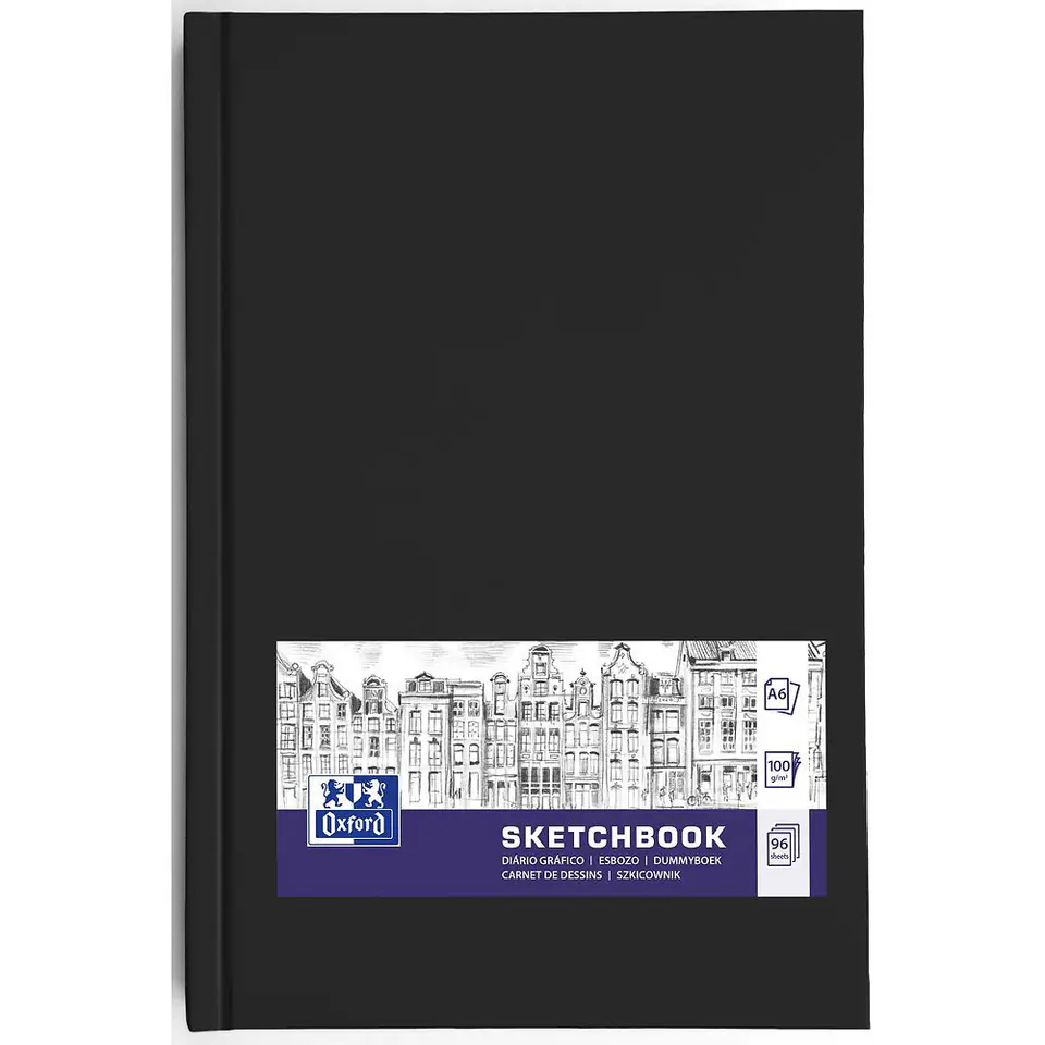 ⁨Szkicownik Sketchbook szyty A6 96k 100g czarny 400152626 OXFORD⁩ w sklepie Wasserman.eu