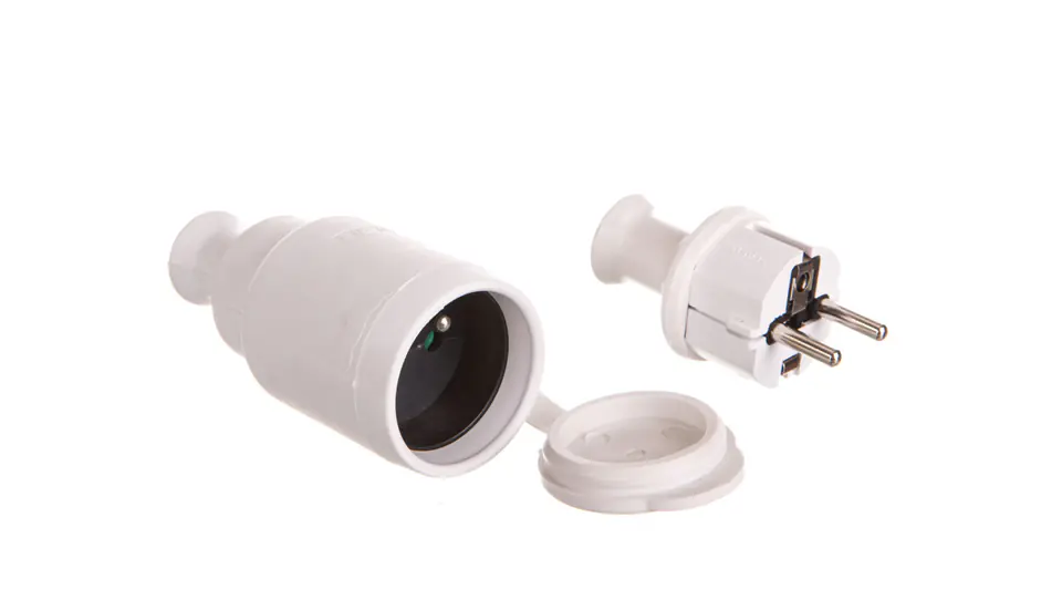⁨Zestaw przełączeniowy (gniazdo GN-H2+wtyczka WT-40H) IP44 biały ZP-H2⁩ w sklepie Wasserman.eu