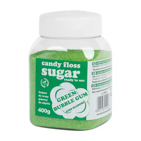 ⁨Kolorowy cukier do waty cukrowej zielony o smaku gumy balonowej 400g⁩ w sklepie Wasserman.eu