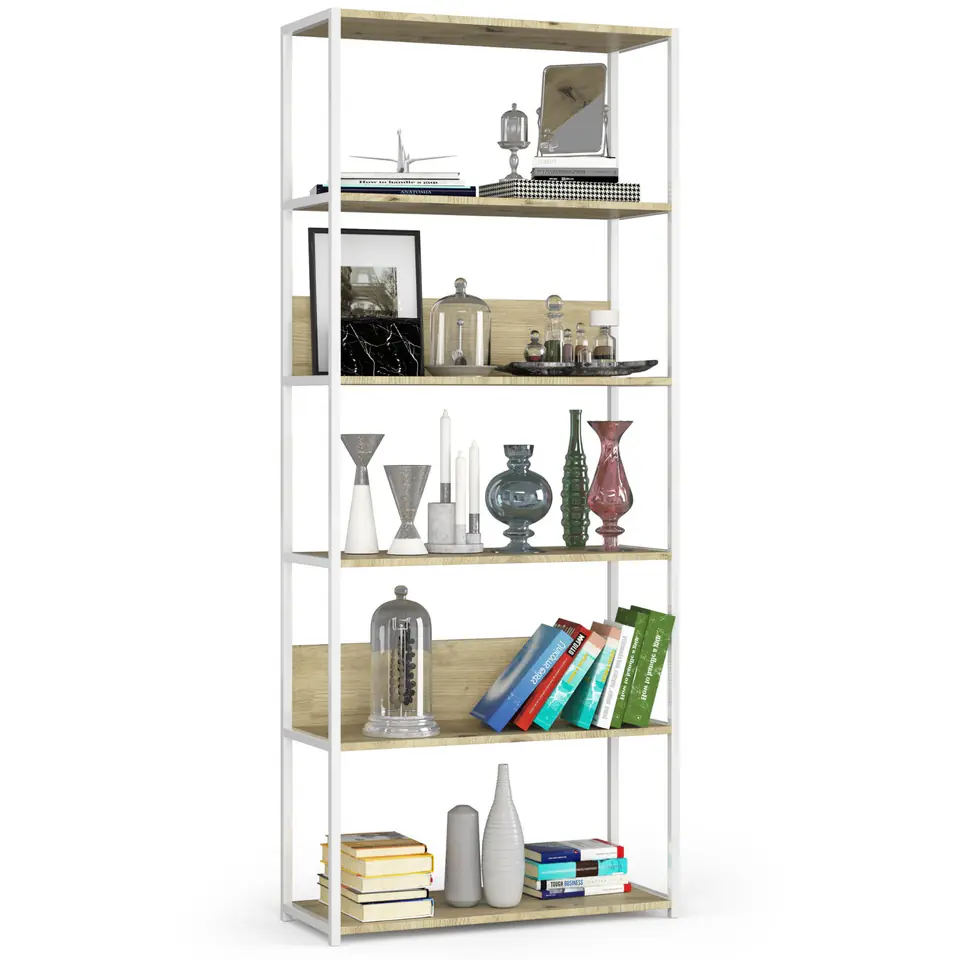 REGAŁ METALOWY LOFT 800 BIAŁY/DĄB ARTISAN w sklepie Wasserman.eu