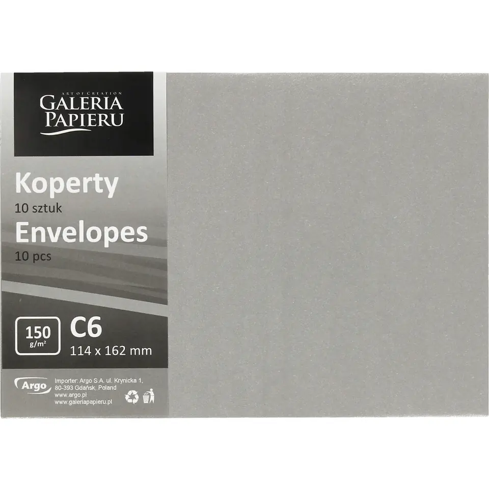 ⁨Koperta C6 Pearl srebrny K 150g. (10szt.) 280266 Galeria Papieru⁩ w sklepie Wasserman.eu