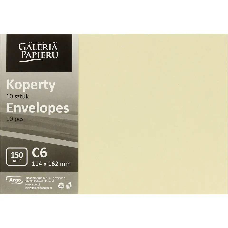 ⁨Koperta C6 Pearl kremowy K 150g. (10szt.) 280241 Galeria Papieru⁩ w sklepie Wasserman.eu