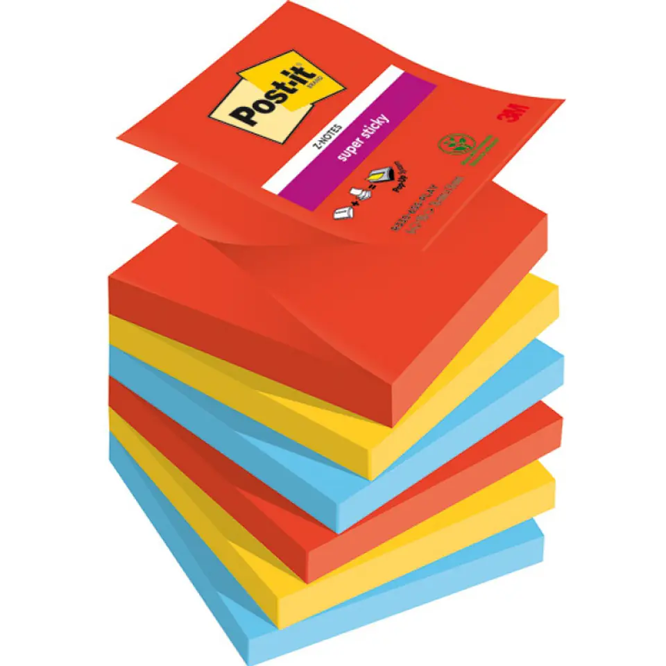 ⁨Bloczek samoprzylepny 76x76mm 90k mix kolorów (6szt) POST-IT Super Sticky Z-Notes PLAYFUL⁩ w sklepie Wasserman.eu