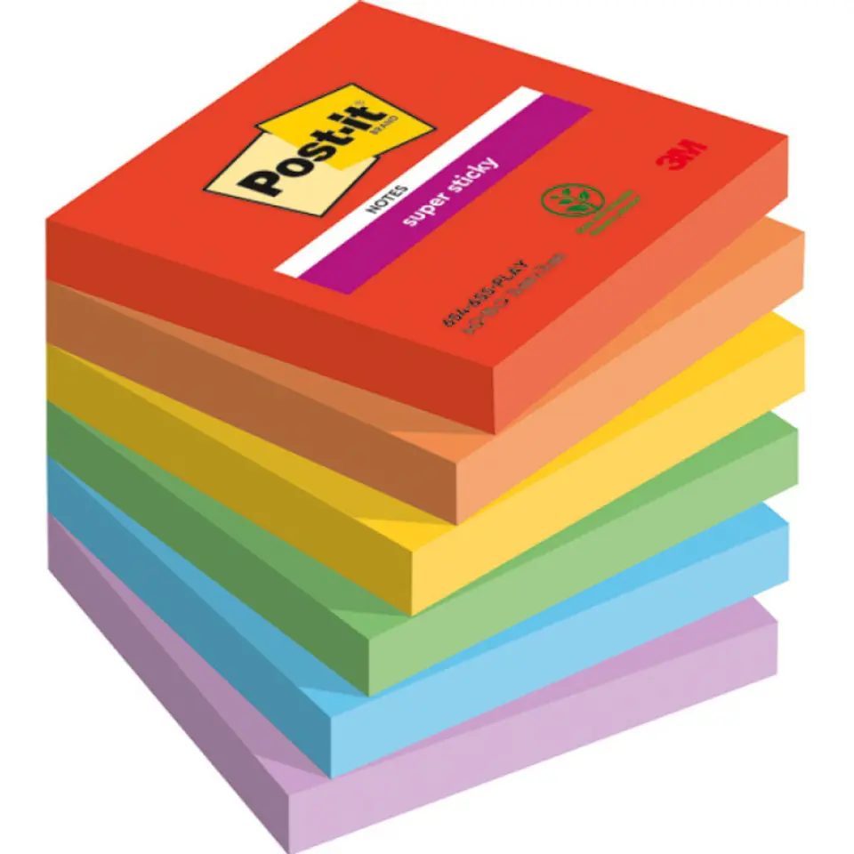 ⁨Bloczek samoprzylepny 76x76mm 90k mix kolorów (6szt) POST-IT Super Sticky PLAYFUL⁩ w sklepie Wasserman.eu