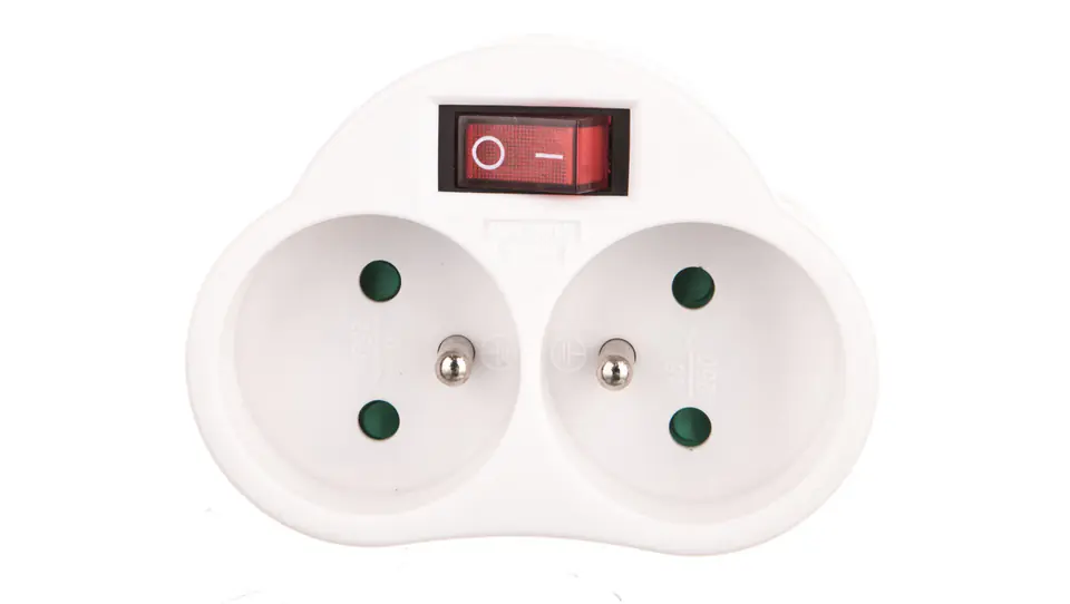⁨Plug splitter 2-socket z/u white P0062⁩ at Wasserman.eu