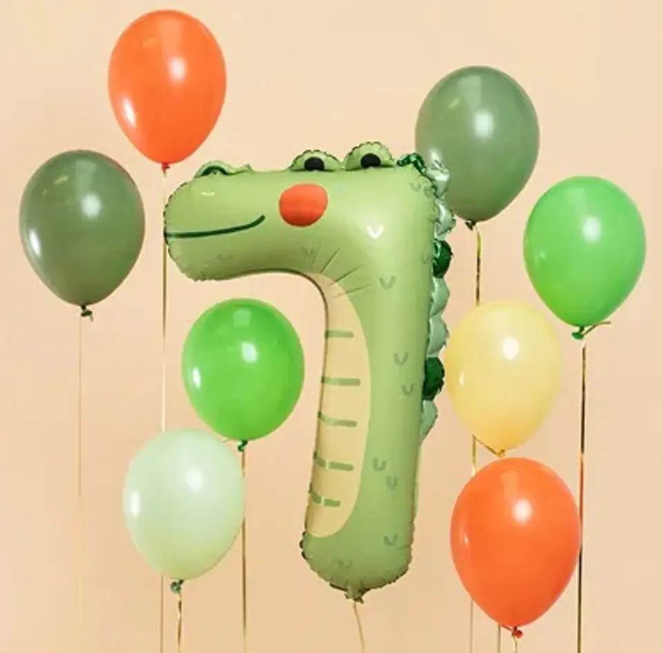 ⁨Balon foliowy urodzinowy cyfra "7" - Krokodyl 49x73 cm⁩ w sklepie Wasserman.eu