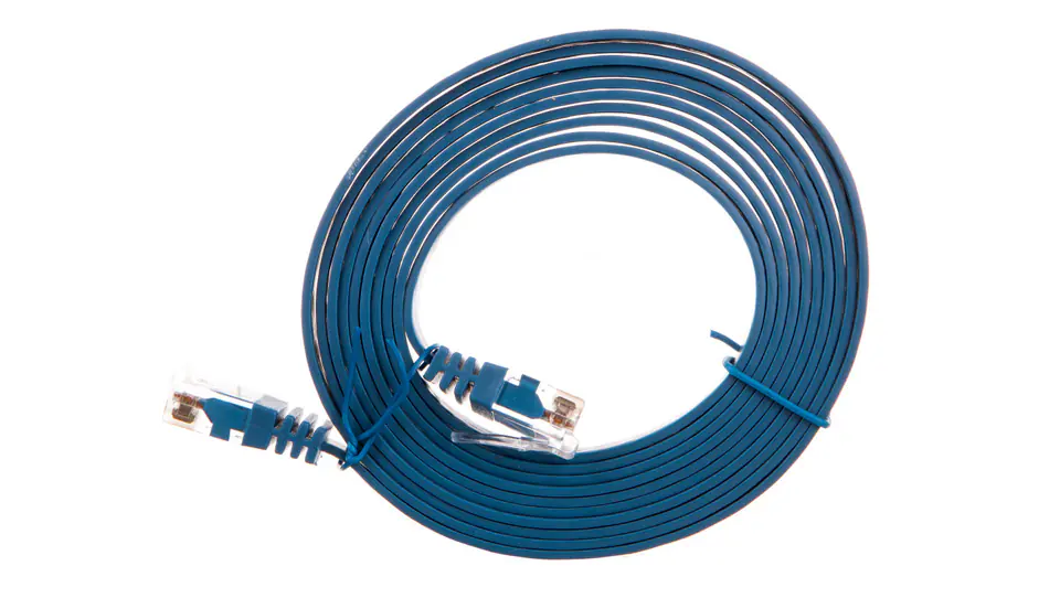 ⁨Kabel krosowy płaski patchcord U/UTP kat.6 niebieski 2m 96413⁩ w sklepie Wasserman.eu