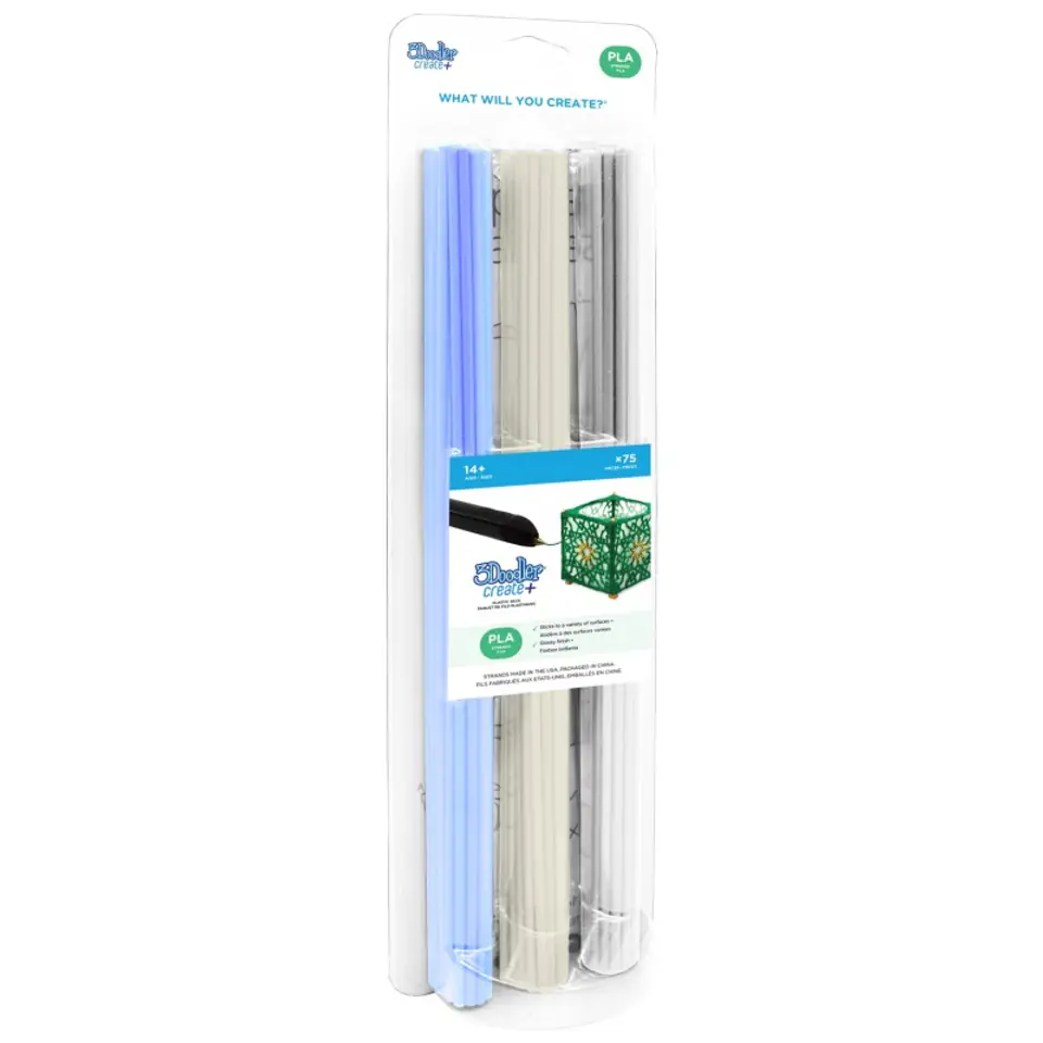 ⁨3Doodler CREATE FILAMENT PLA 3 COLORS PL-CLEAR-75 Polylactic acid (PLA) Fluorescent blue, Transparent, White 2 g⁩ at Wasserman.eu