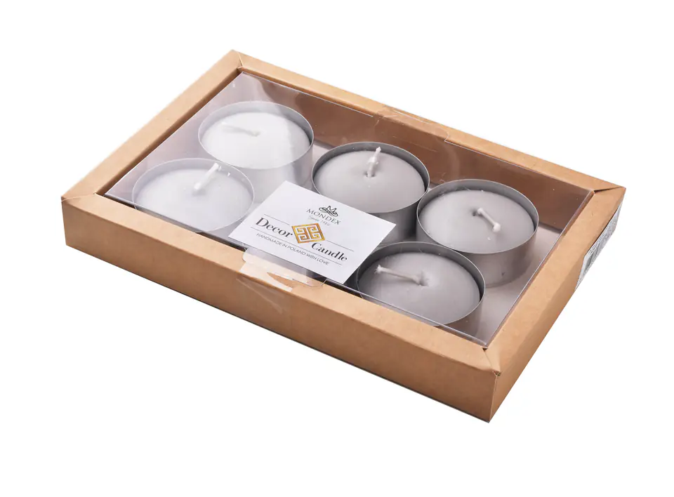 ⁨KOMPLET ŚWIEC TEALIGHT MAX 6 SZT SZARY⁩ w sklepie Wasserman.eu