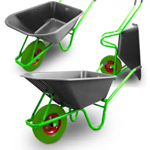 ⁨Taczka z misą PVC mocna z kołem pełnym zielone Ogrodowy wózek 250kg⁩ w sklepie Wasserman.eu