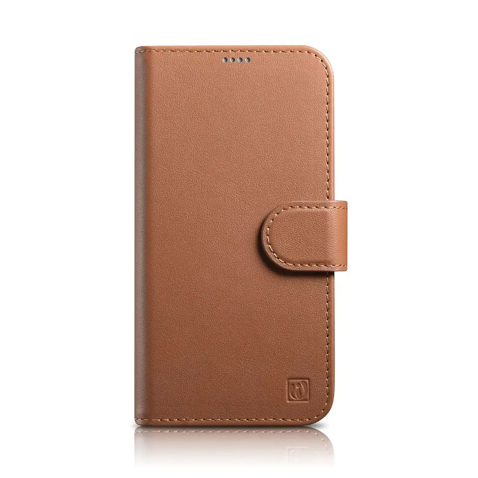 ⁨iCarer Wallet Case 2in1 etui iPhone 14 Plus skórzany pokrowiec z klapką Anti-RFID brązowy (WMI14220727-BN)⁩ w sklepie Wasserman.eu