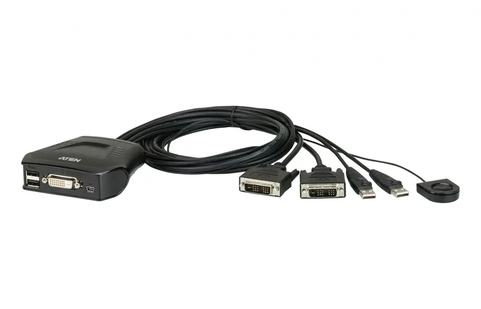 ⁨Przełącznik KVM z 2 portami USB DVI i zdalnym selektorem portów CS22D⁩ w sklepie Wasserman.eu