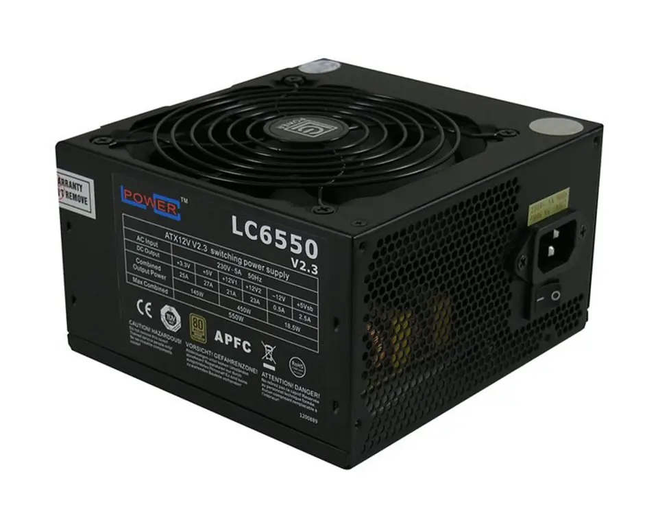 PSU 550W LC6550 V2.3 80+ Bronze 120mm 4 x SATA 4 x PATA 1x PCIe BLACK Active PFC at Wasserman.eu