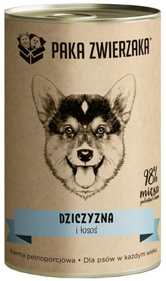 ⁨Paka Zwierzaka Dziczyzna i łosoś puszka 400g⁩ w sklepie Wasserman.eu