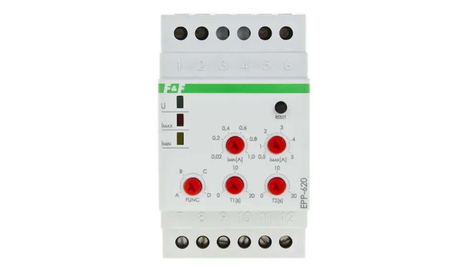 ⁨Przekaźnik kontroli prądu 4-funkcyjny 0,02-1/0,5-5A 2P 0-20sek (praca z przekładnikiem 5A) EPP-620⁩ w sklepie Wasserman.eu
