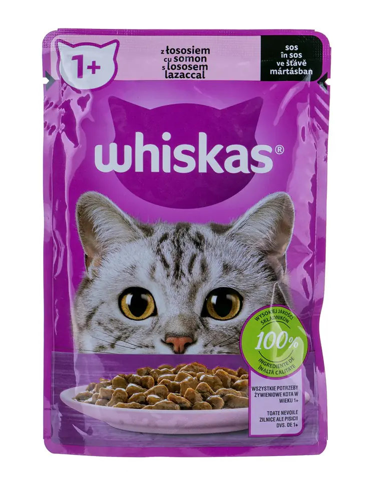 ⁨WHISKAS Adult Salmon i sauce - wet cat food - 85g⁩ at Wasserman.eu