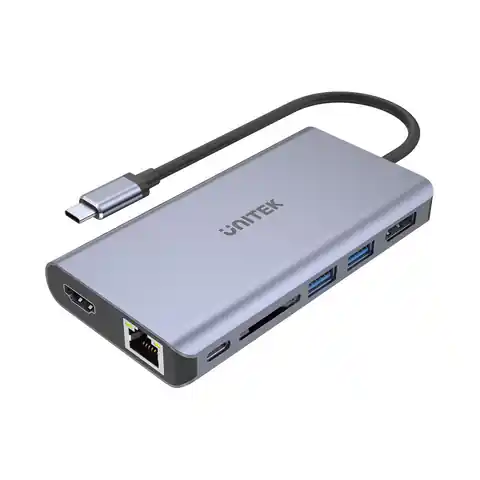 ⁨UNITEK HUB USB-C 2X USB 3.1, HDMI, DP, RJ45, SD⁩ w sklepie Wasserman.eu