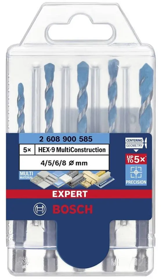 ⁨BOSCH HEX-9 MULTICONSTRUCTION DRILL BIT SET 5pcs.  4/5/6/8mm⁩ at Wasserman.eu