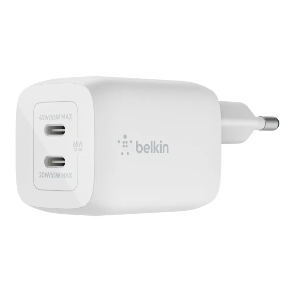 ⁨BELKIN WALL CHARGER 65W DUAL USB-C GAN PPS WHITE⁩ w sklepie Wasserman.eu