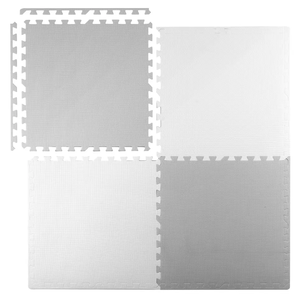 ⁨Duża mata piankowa, puzzle Ricokids 60x60cm 4 szt białe i szare⁩ w sklepie Wasserman.eu