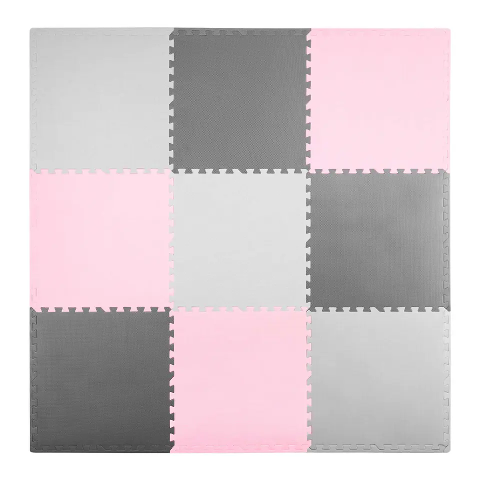 ⁨Mata piankowa puzzle 180x180cm 9 szt szaro różowa⁩ w sklepie Wasserman.eu