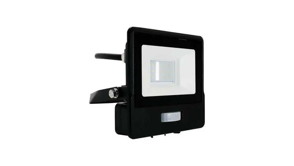 Projektor LED z czujnikiem ruchu 10W 735lm 4000K Dioda SAMSUNG IP65 Kabel 1m Czarny 5 Lat Gwarancji 20281 w sklepie Wasserman.eu