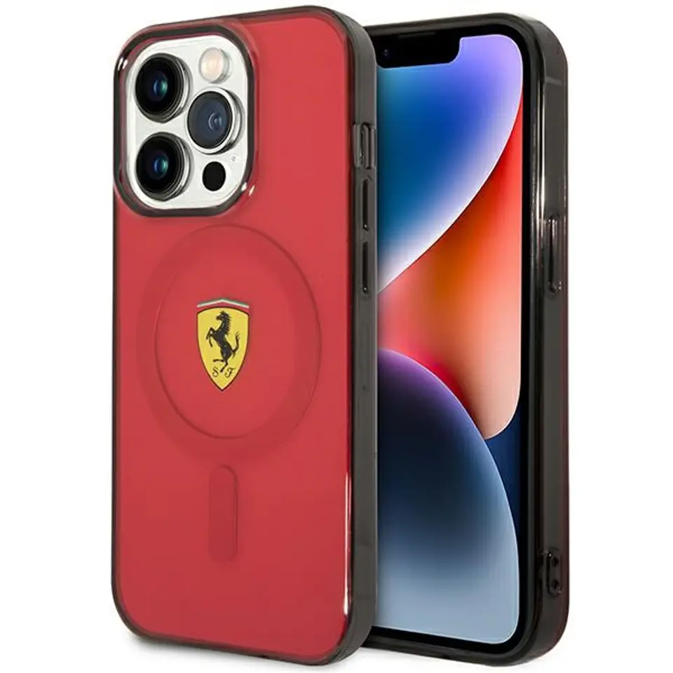 ⁨Ferrari FEHMP14XURKR iPhone 14 Pro Max 6.7" czerwony/red hardcase Translucent Magsafe⁩ w sklepie Wasserman.eu