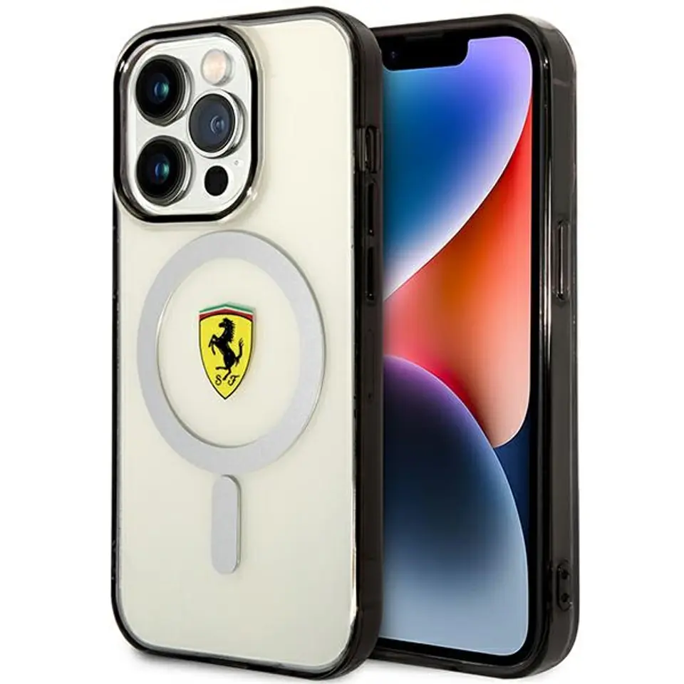 ⁨Ferrari FEHMP14LURKT iPhone 14 Pro 6,1" przezroczysty/transparent hardcase Outline Magsafe⁩ w sklepie Wasserman.eu