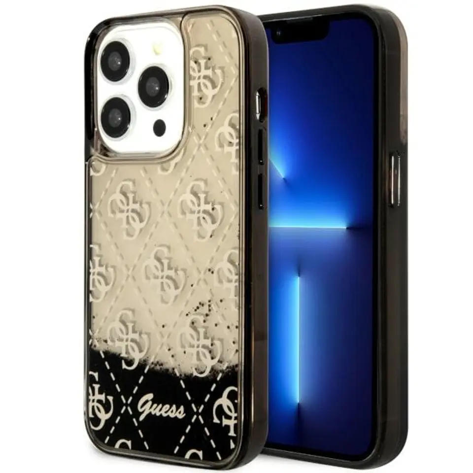 ⁨Guess GUHCP14LLC4PSGK iPhone 14 Pro 6.1" czarny/black hardcase Liquid Glitter 4G Transculent⁩ w sklepie Wasserman.eu