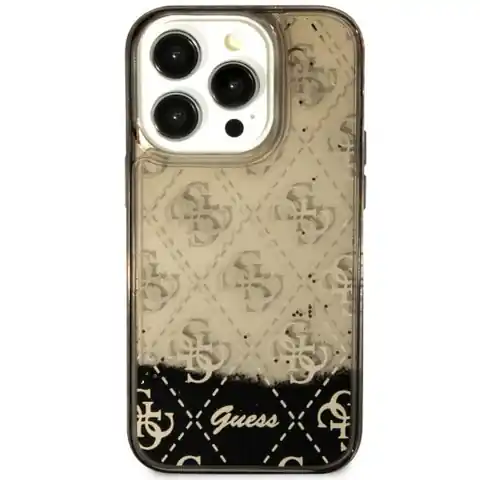 ⁨Guess GUHCP14SLC4PSGK iPhone 14 6.1" czarny/black hardcase Liquid Glitter 4G Transculent⁩ w sklepie Wasserman.eu