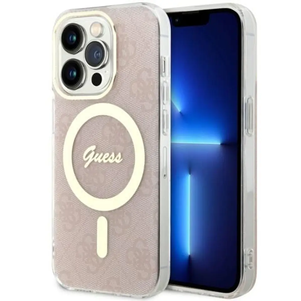 ⁨Guess GUHMP14LH4STP iPhone 14 Pro 6.1" różowy/pink hardcase 4G MagSafe⁩ w sklepie Wasserman.eu