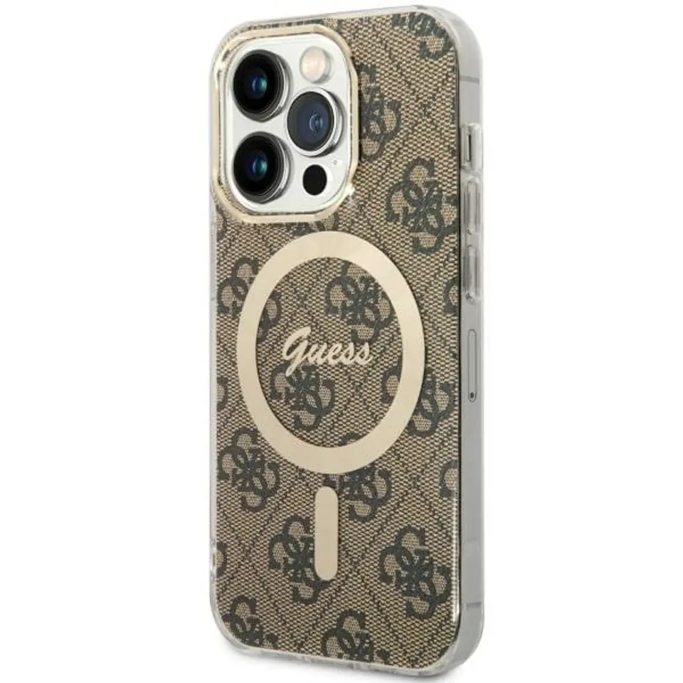 ⁨Guess GUHMP14LH4STW iPhone 14 Pro 6.1" brązowy/brown hardcase 4G MagSafe⁩ w sklepie Wasserman.eu