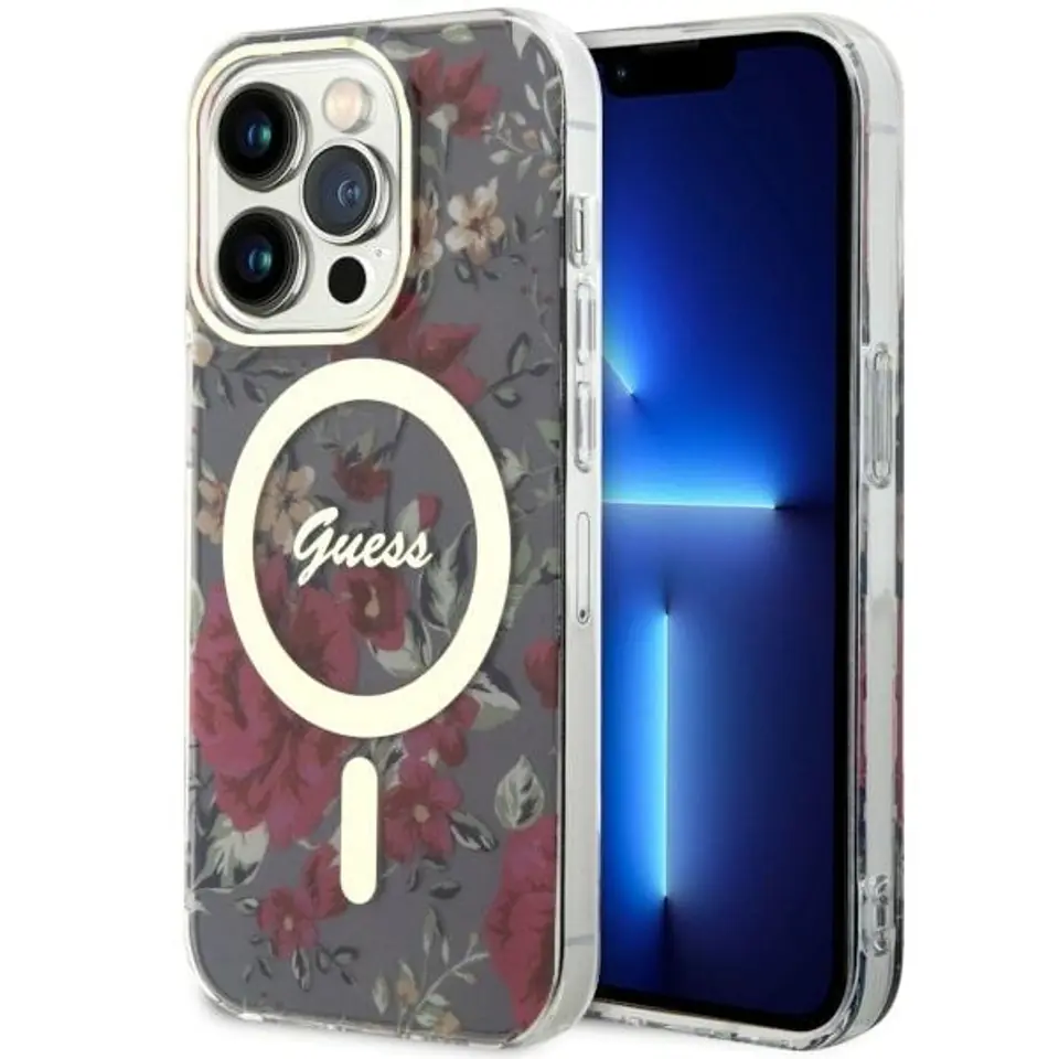 ⁨Guess GUHMP14LHCFWSA iPhone 14 Pro 6.1" zielony/khaki hardcase Flower MagSafe⁩ w sklepie Wasserman.eu