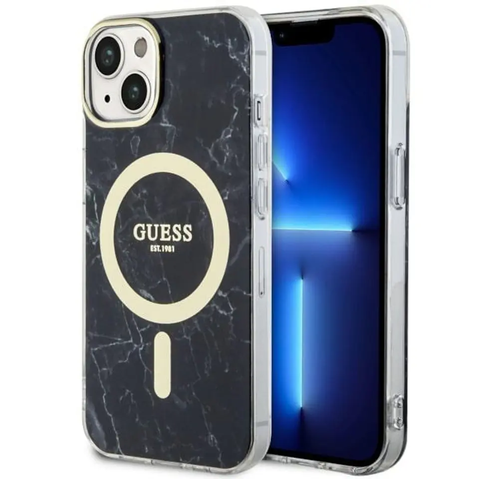 ⁨Guess GUHMP14MPCUMAK iPhone 14 Plus 6.7" czarny/black hardcase Marble MagSafe⁩ w sklepie Wasserman.eu