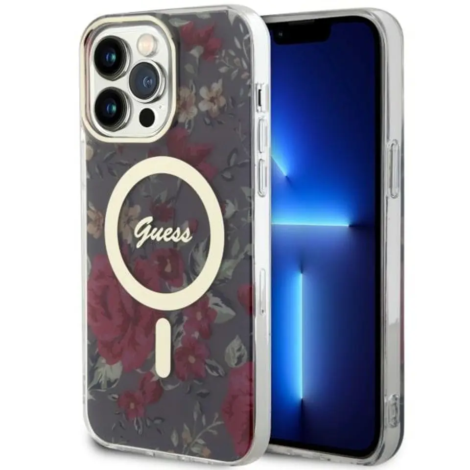 ⁨Guess GUHMP14XHCFWSA iPhone 14 Pro Max 6.7" zielony/khaki hardcase Flower MagSafe⁩ w sklepie Wasserman.eu