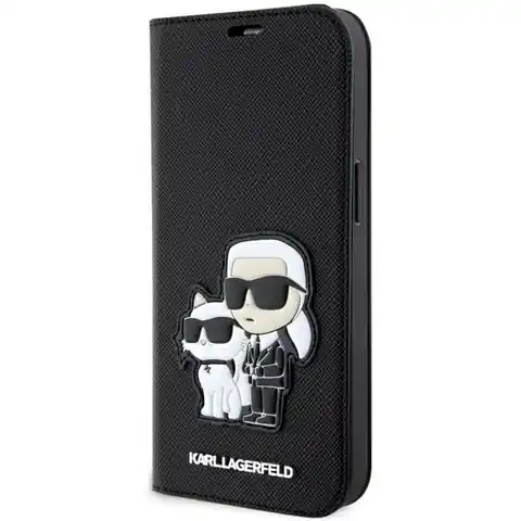 ⁨Karl Lagerfeld KLBKP14LSANKCPK iPhone 14 Pro 6.1" bookcase czarny/black Saffiano Karl & Choupette⁩ w sklepie Wasserman.eu