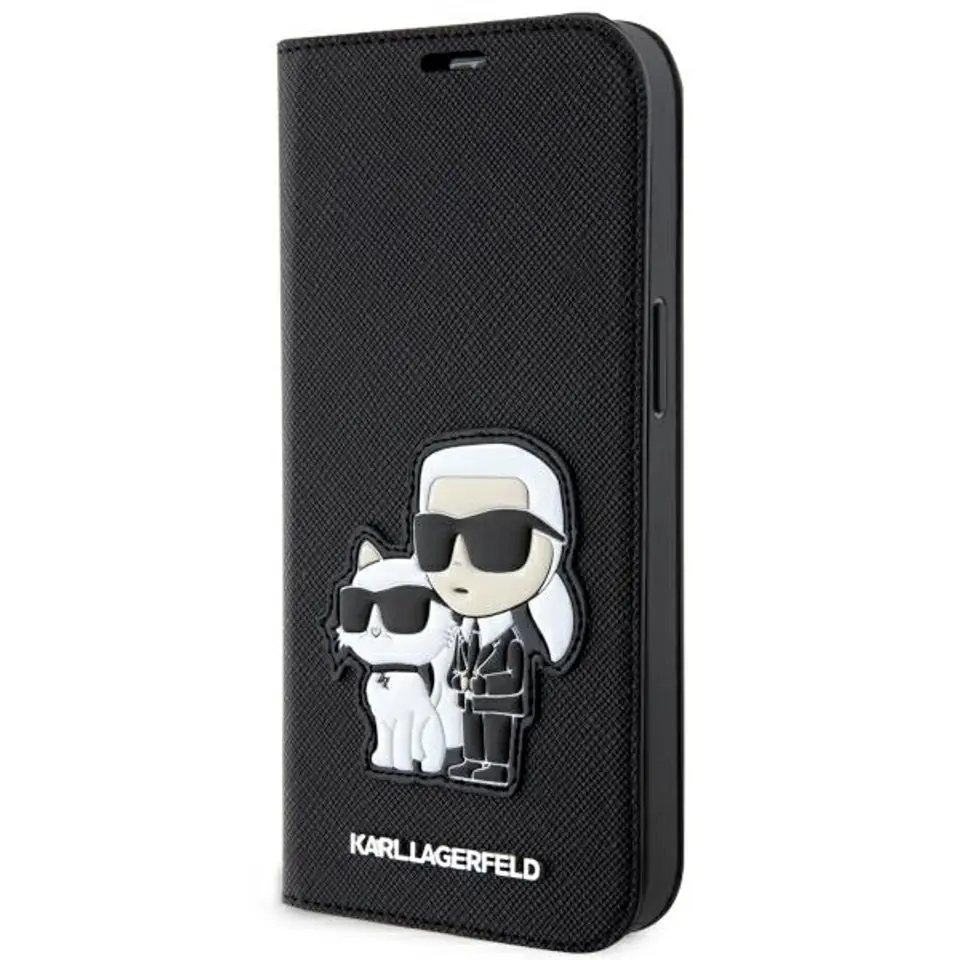 ⁨Karl Lagerfeld KLBKP14SSANKCPK iPhone 14 6.1" bookcase czarny/black Saffiano Karl & Choupette⁩ w sklepie Wasserman.eu