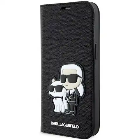 ⁨Karl Lagerfeld KLBKP14XSANKCPK iPhone 14 Pro Max 6.7" bookcase czarny/black Saffiano Karl & Choupette⁩ w sklepie Wasserman.eu