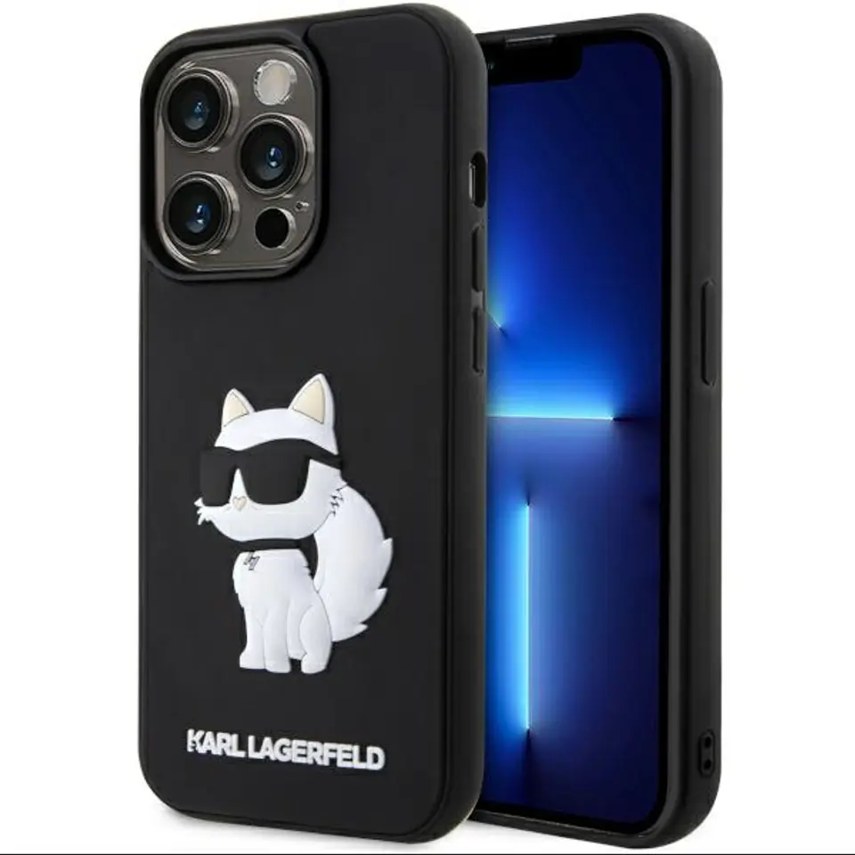 ⁨Karl Lagerfeld KLHCP14L3DRKHNK iPhone 14 Pro 6.1" czarny/black hardcase Rubber Choupette 3D⁩ w sklepie Wasserman.eu