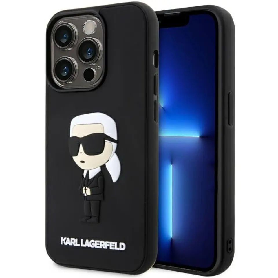 ⁨Karl Lagerfeld KLHCP14L3DRKINK iPhone 14 Pro 6.1" czarny/black hardcase Rubber Ikonik 3D⁩ w sklepie Wasserman.eu